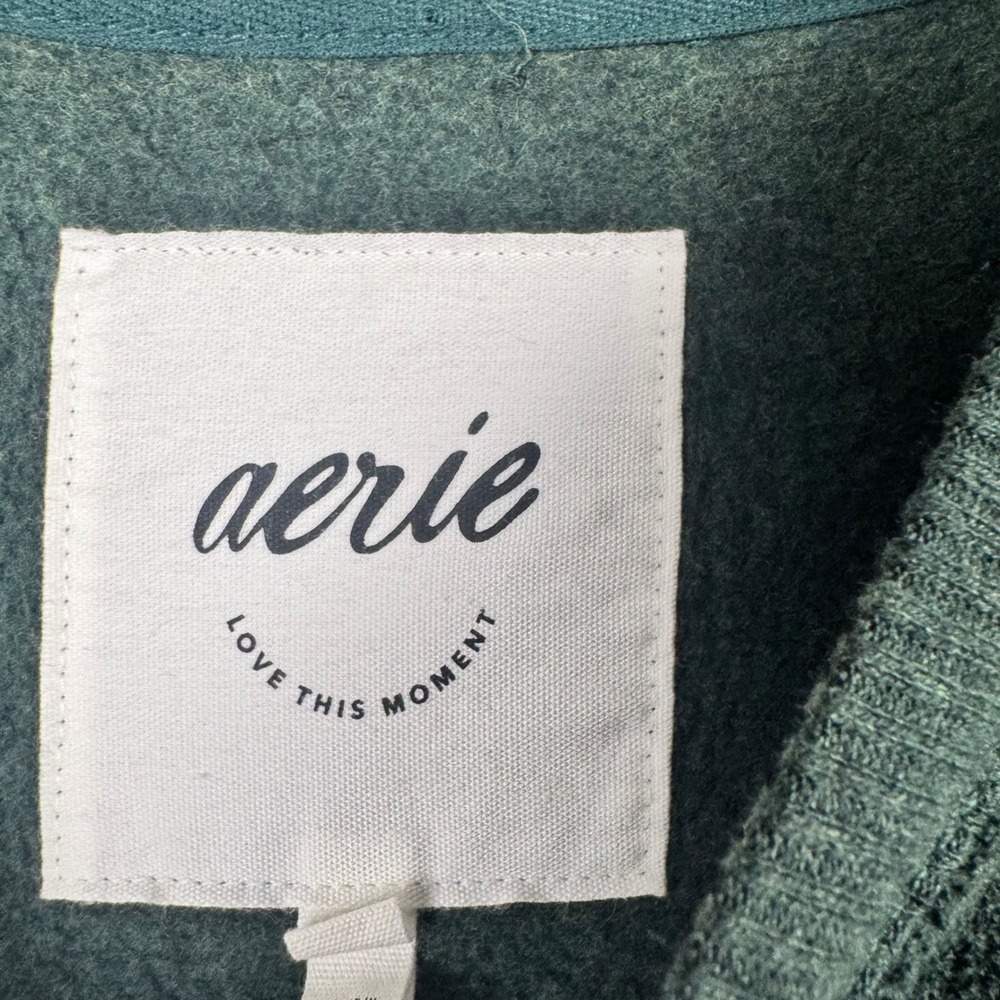 Aerie NIIIIICE Graphic Oversized Sweatshirt Forest Green Distressed XS 39962246 - Picture 3 of 9